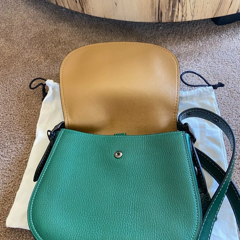 NEW~Coach 1941 58967 Saddle Bag 23 Python Snake STRAP~GREEN - Picture 6 of 7